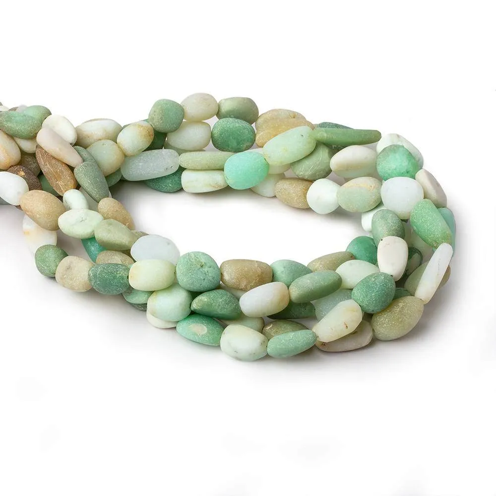 10x7-16x10mm Matte Green Tanzanian Opal Nugget Beads 18 inch 37 pcs