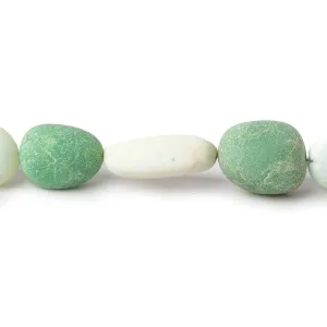 10x7-16x10mm Matte Green Tanzanian Opal Nugget Beads 18 inch 37 pcs