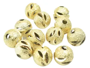 18K Gold Filled Look, EP Beads Size 8mm/10mm Stardust Diamond Cut Round Findings Jewelry