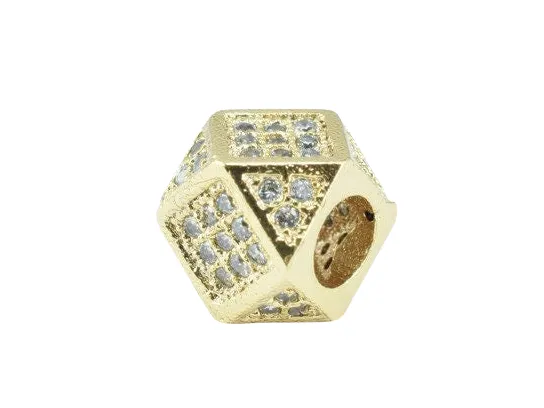 18k Gold Filled Look, EP Cube Micro Pave Beads Zircon Rhinestone Spacer Jewelry Making