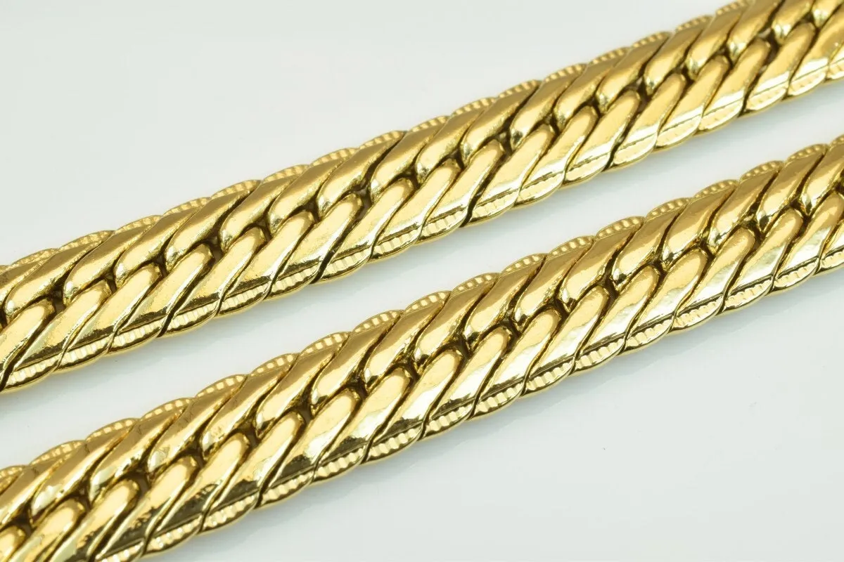 18k Gold Filled Look, EP herringbone chain 20.25" inch long size 9x3mm /6x2mm- cg255 /cg255a/ cg255b