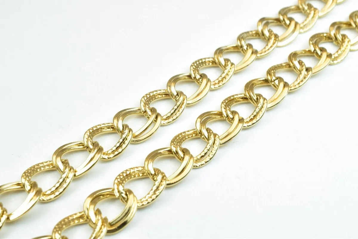 18K Gold Filled Look, EP tarnish resistant Chain Size 18.5" Inches, Width 9mm, Thickness 1mm For Jewelry Making CG271