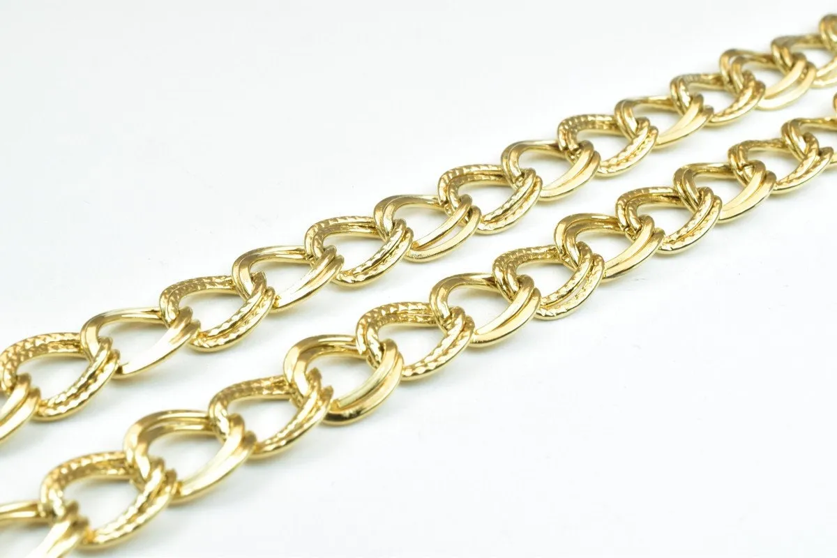 18K Gold Filled Look, EP tarnish resistant Chain Size 18.5" Inches, Width 9mm, Thickness 1mm For Jewelry Making CG271