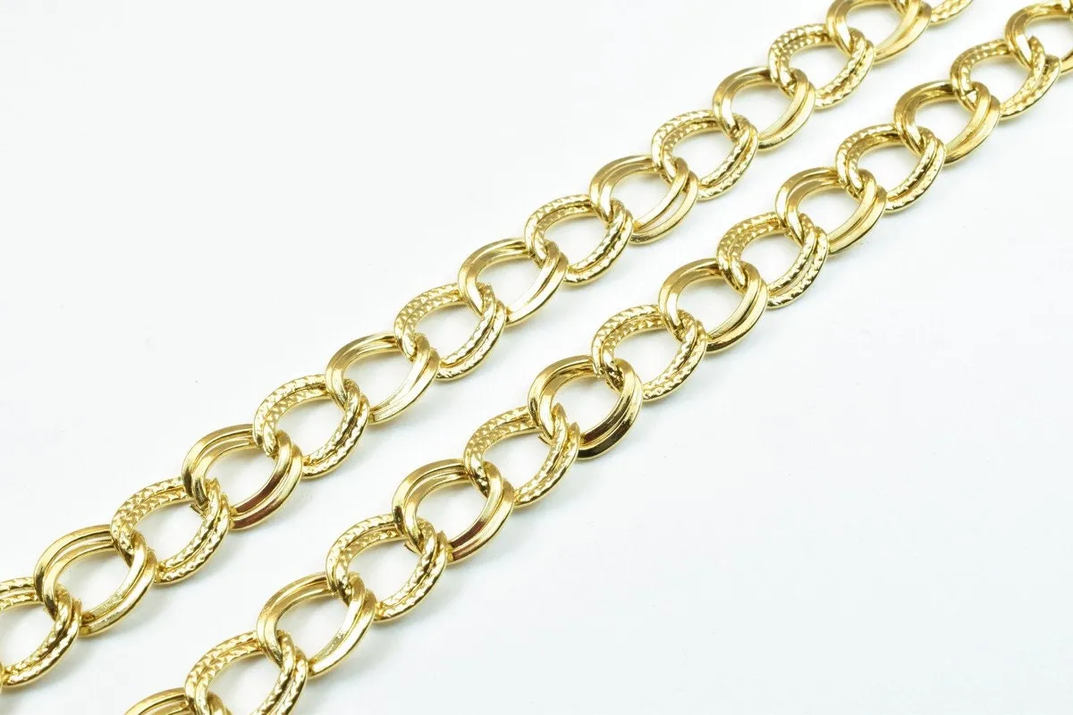 18K Gold Filled Look, EP tarnish resistant Chain Size 18.5" Inches, Width 9mm, Thickness 1mm For Jewelry Making CG271