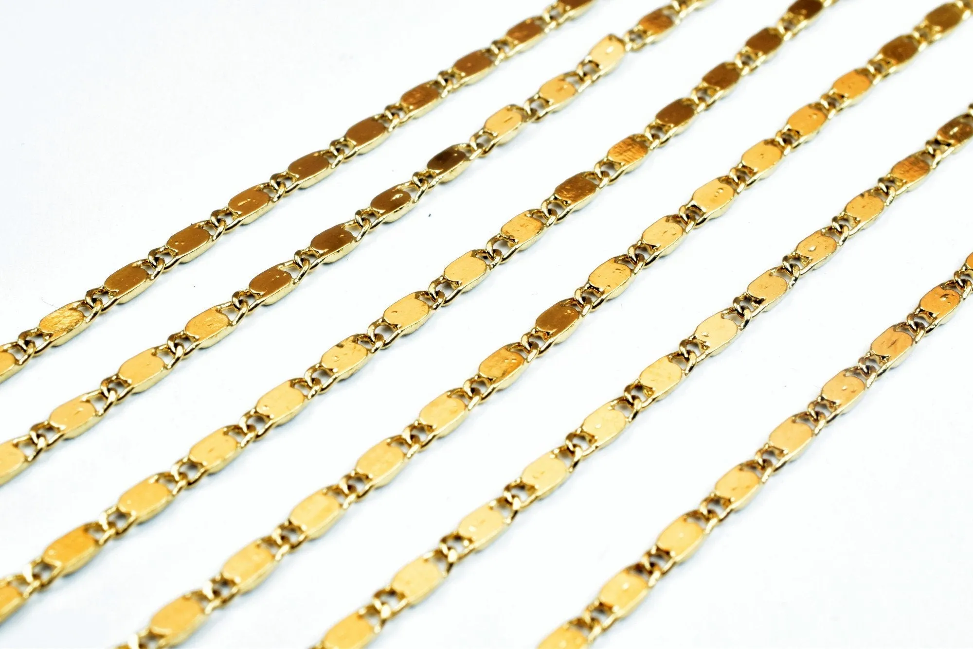 18K Gold Filled Look, EP tarnish resistant Chain Width 2mm, Thickness 0.5mm, 2 Sizes Bohemian Findings Jewelry For Jewelry Making