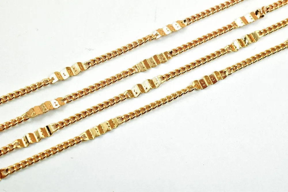 18K Pink Gold Filled Look, EP Chain Width 3mm Thickness 1mm Gold-Filled findings for Gold Filled Look, Jewelry Making Sold by Foot PGF17