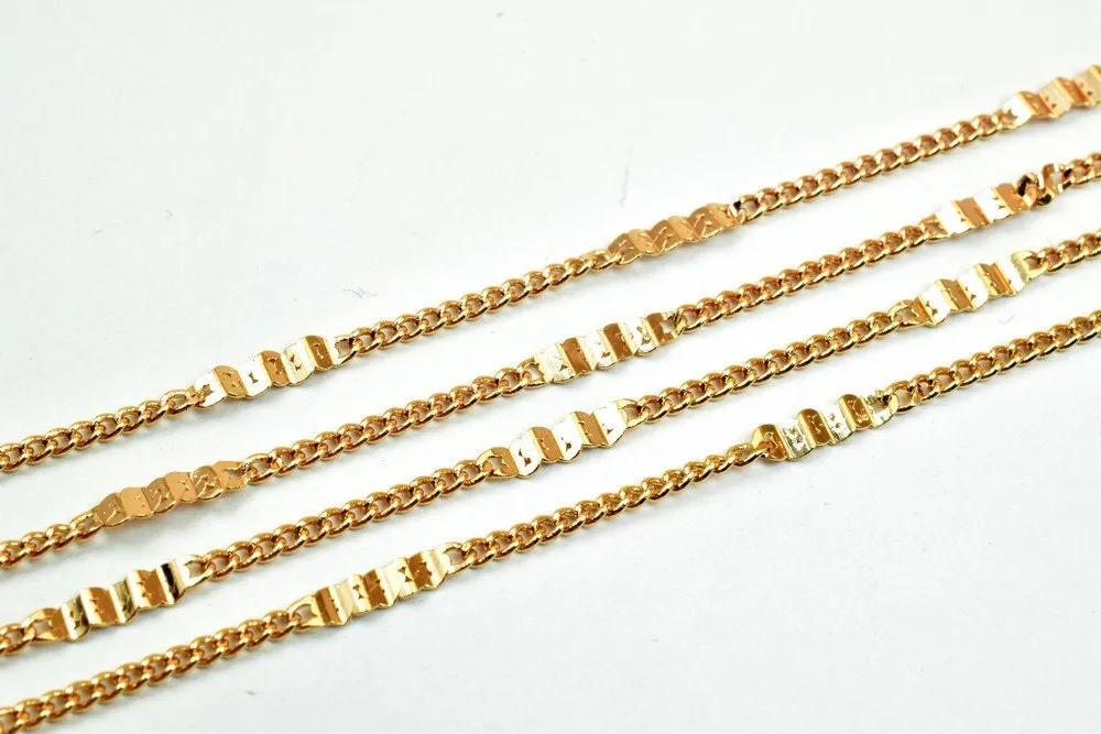 18K Pink Gold Filled Look, EP Chain Width 3mm Thickness 1mm Gold-Filled findings for Gold Filled Look, Jewelry Making Sold by Foot PGF17