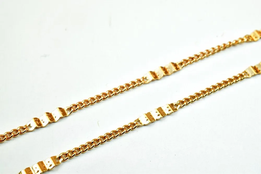 18K Pink Gold Filled Look, EP Chain Width 3mm Thickness 1mm Gold-Filled findings for Gold Filled Look, Jewelry Making Sold by Foot PGF17