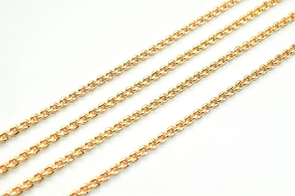 18K Pinky Gold Filled Look, EP Chain Width 2mm Thickness 1mm Gold-Filled finding for Gold Filled Look, Jewelry Making Sold by Foot PGF07