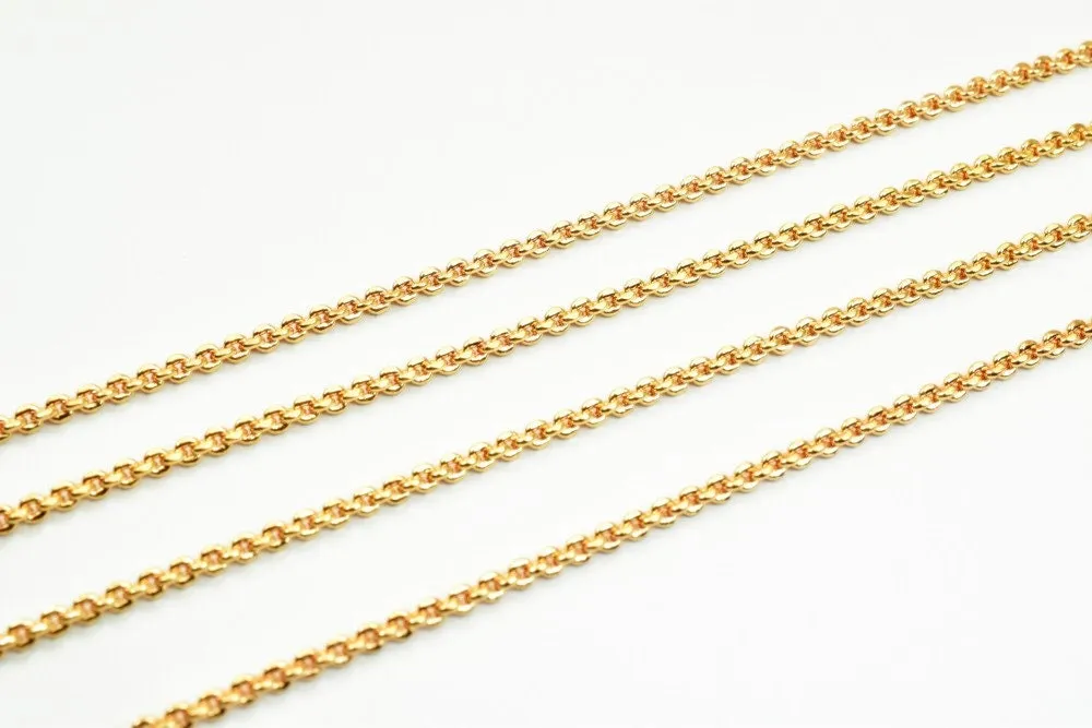 18K Pinky Gold Filled Look, EP Chain Width 2mm Thickness 1mm Gold-Filled finding for Gold Filled Look, Jewelry Making Sold by Foot PGF07