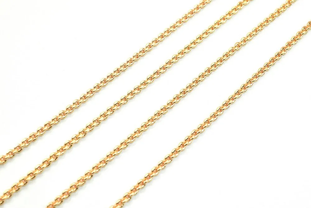 18K Pinky Gold Filled Look, EP Chain Width 2mm Thickness 1mm Gold-Filled finding for Gold Filled Look, Jewelry Making Sold by Foot PGF07