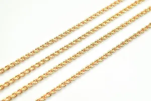 18K Pinky Gold Filled Look, EP Chain Width 2mm Thickness 1mm Gold-Filled finding for Gold Filled Look, Jewelry Making Sold by Foot PGF07