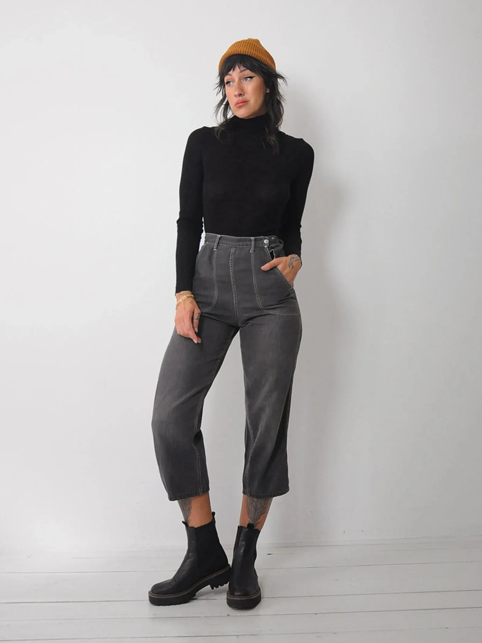 1950's Petite Faded Side Zip Jeans