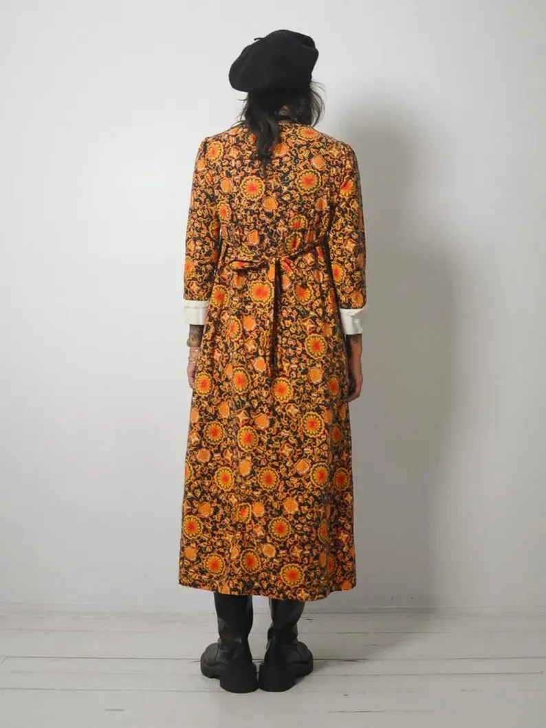 1960's Floral Pan Collar Dress