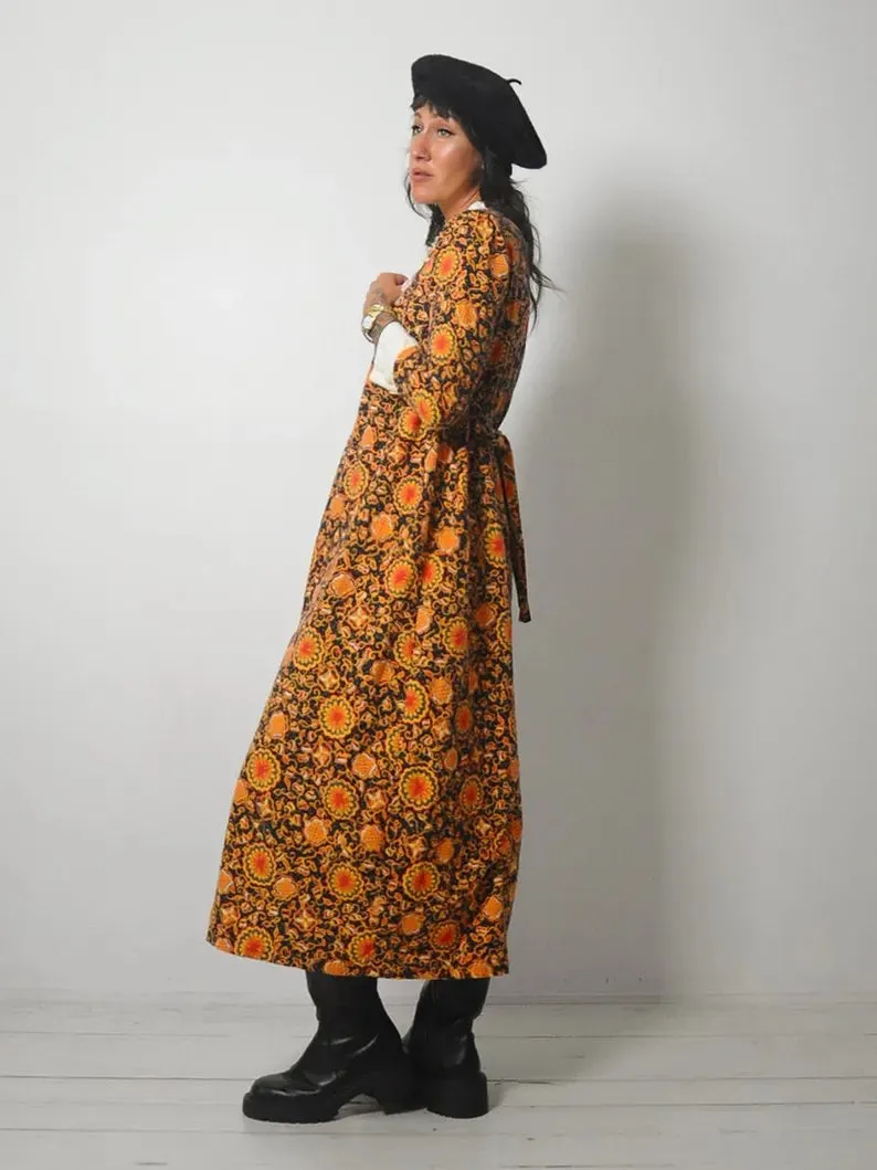 1960's Floral Pan Collar Dress