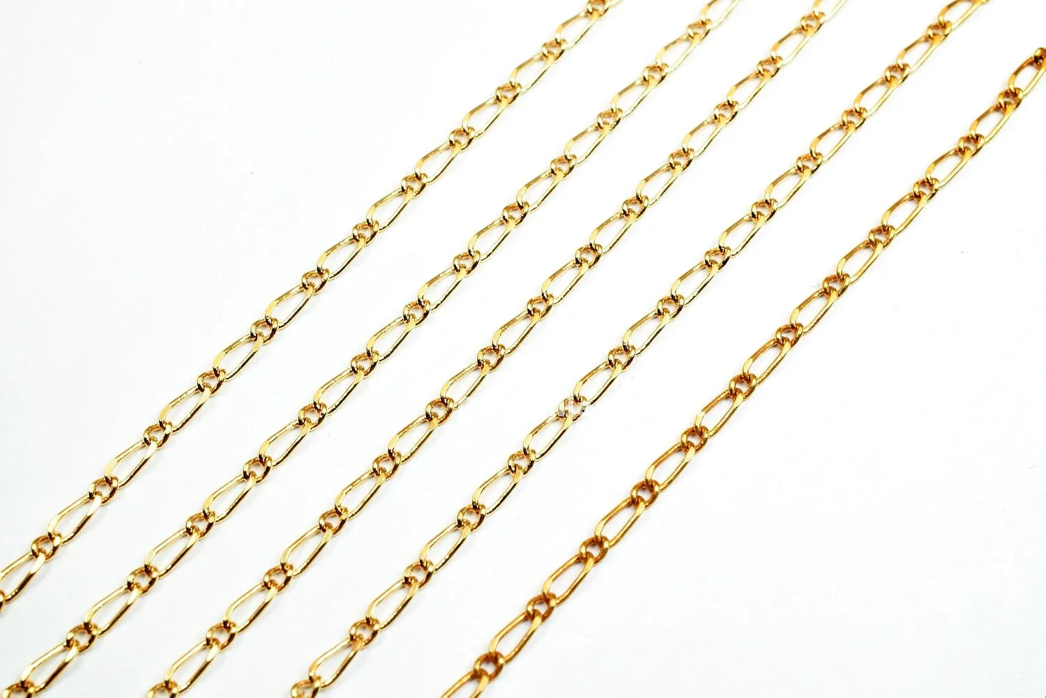 3 Foots 18K Gold Filled Look, Chain Cable Link Chain Width 2mm Thickness 0.5mm Gold-Filled finding for Gold Filled Look, Jewelry Making GFC013