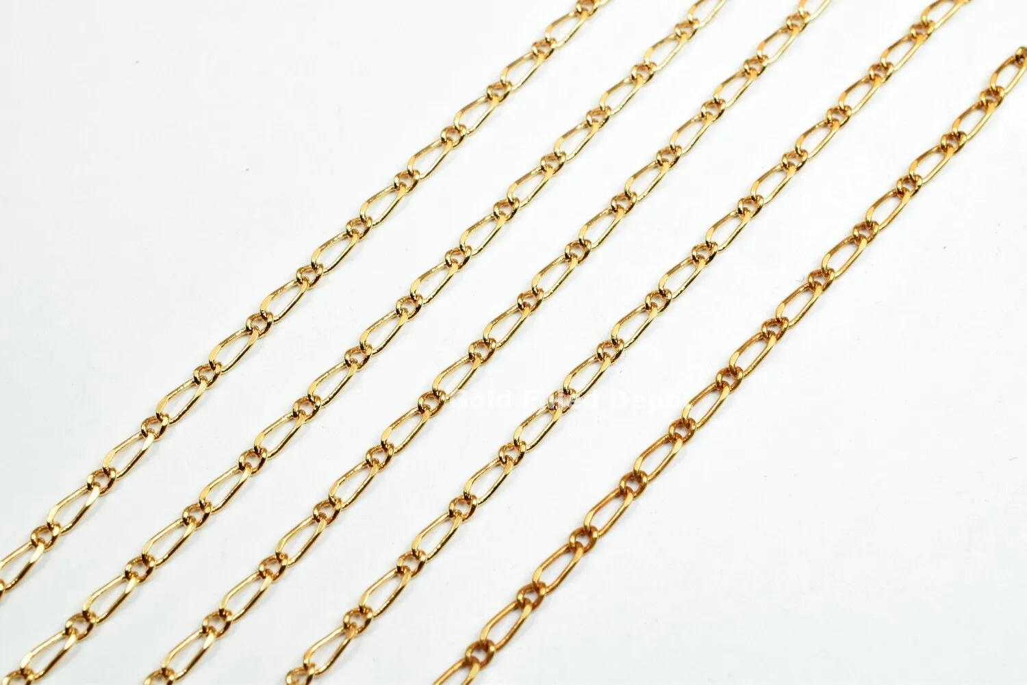 3 Foots 18K Gold Filled Look, Chain Cable Link Chain Width 2mm Thickness 0.5mm Gold-Filled finding for Gold Filled Look, Jewelry Making GFC013