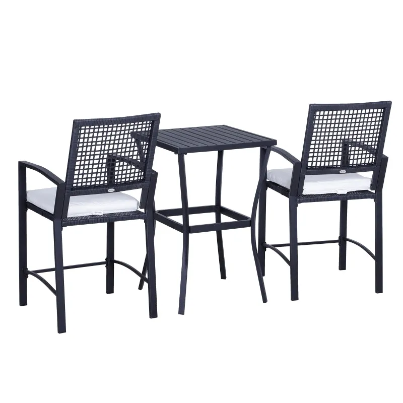 3pc Rattan Wicker Bistro Set - Cream White