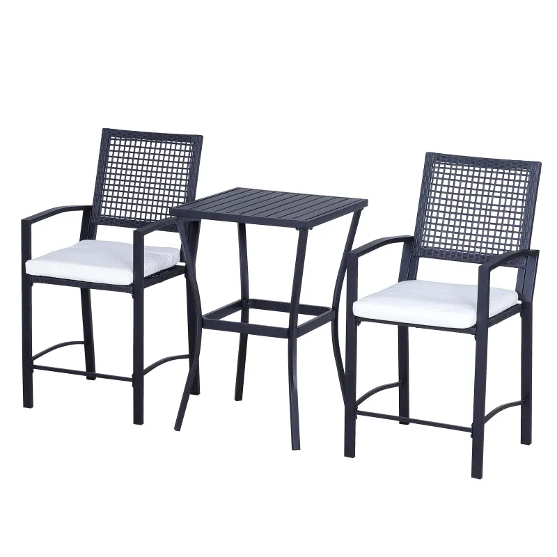 3pc Rattan Wicker Bistro Set - Cream White