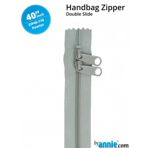 40" wide Handbag Zipper - Pewter