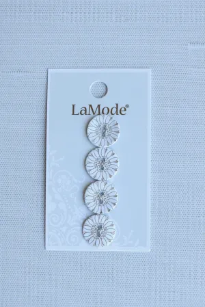 5/8" White Flower Agoya Shell Buttons | LaMode