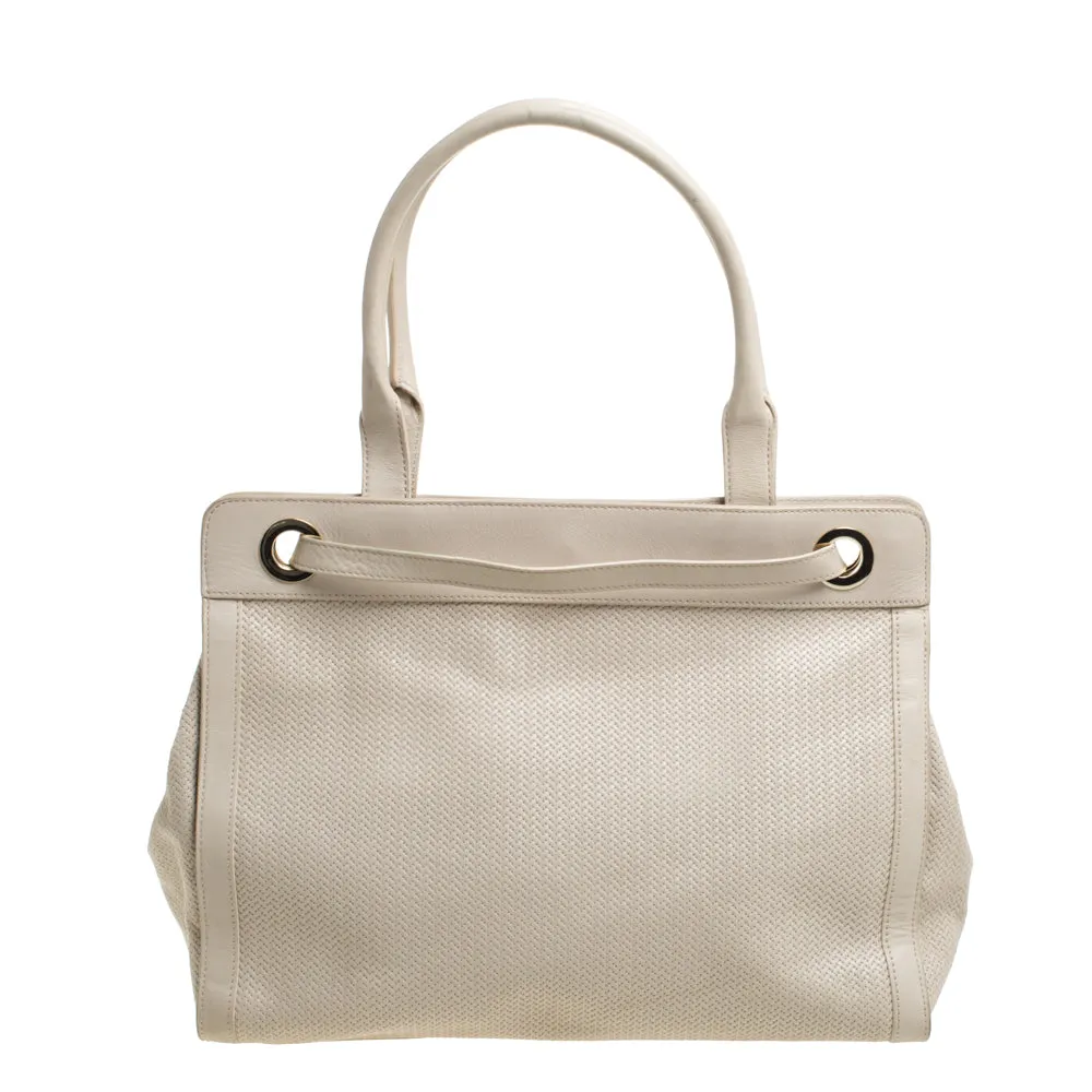 AIGNER Cream Leather Cavallina Tote