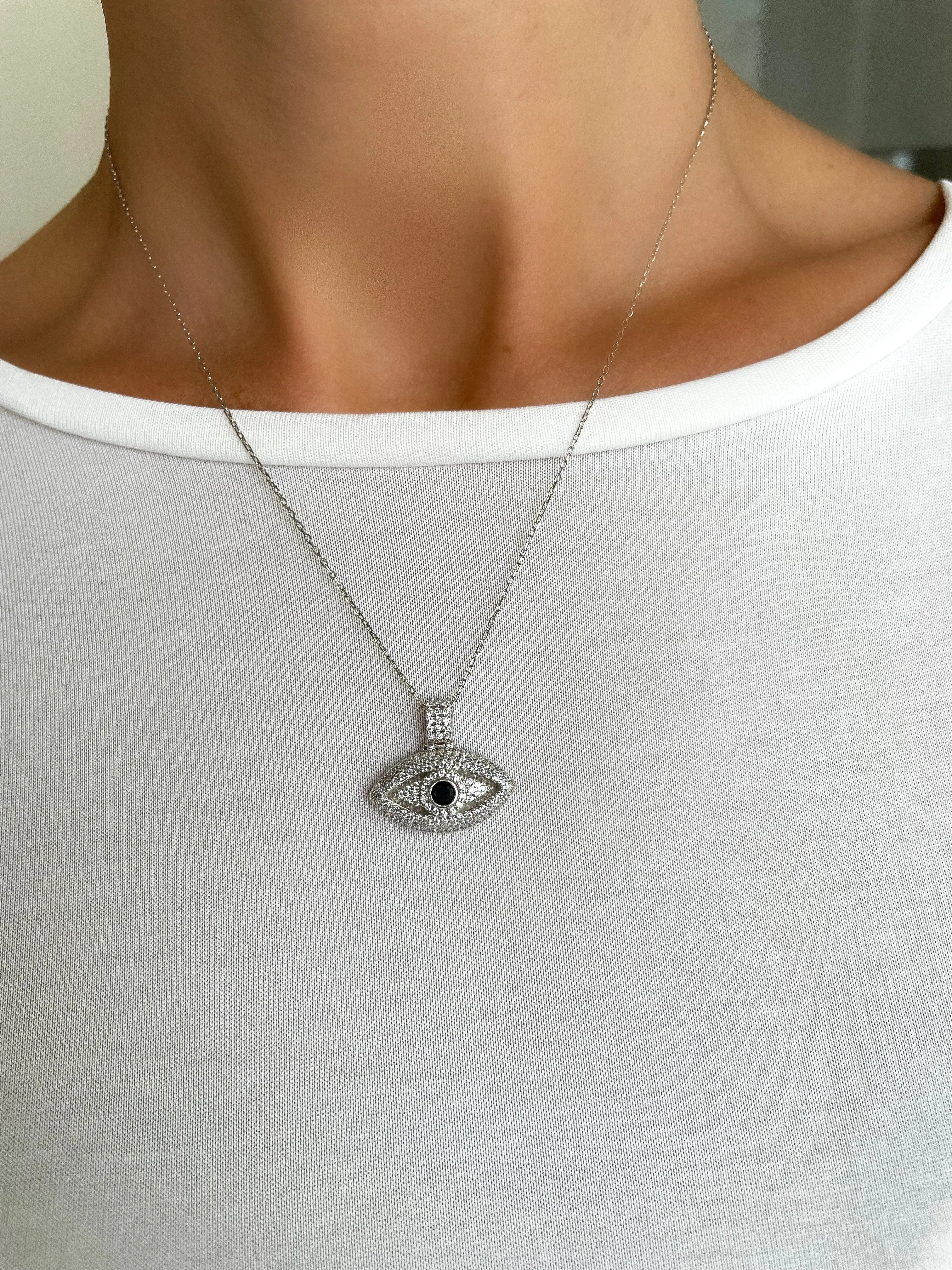 Alina Eye Necklace Silver