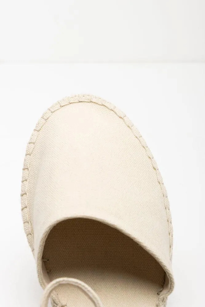 Ankle Strap Espadrille Wedge Cream