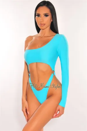 Aqua One Sleeve Cut Out O-Ring High Cut Swimsuit