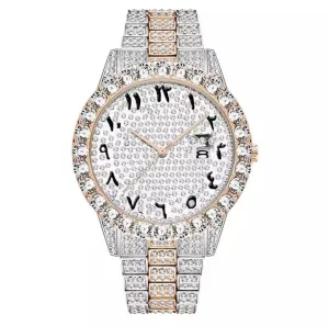 Arabic Dial Diamond Simulant Watch - Two Tone