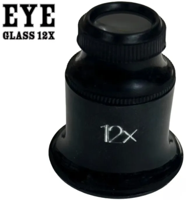 Black 12X Double Lens Plastic Magnifier Eye Loupe Lens, Watch Repair Tool