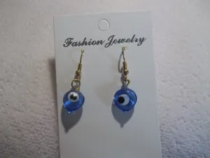 Blue Glass Evil Eye Heart Shaped Earrings (E725)