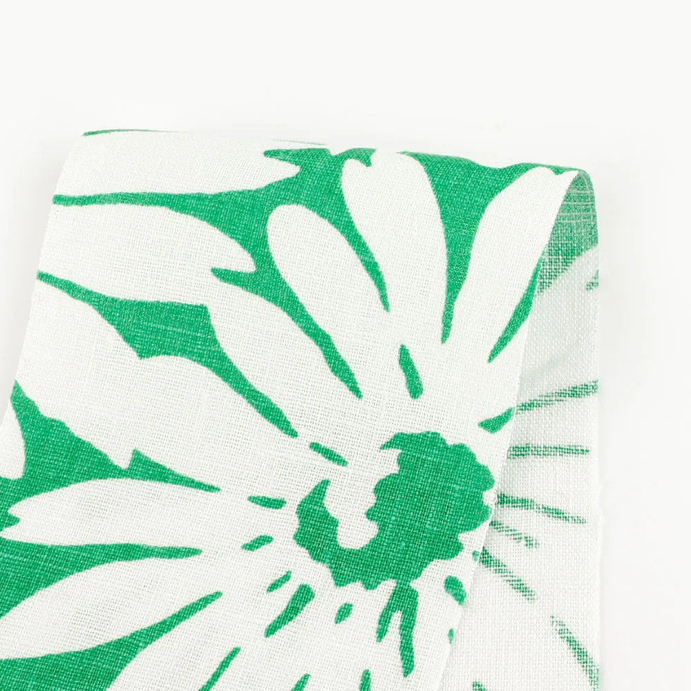 Bold Gerbera Midweight Linen - Emerald