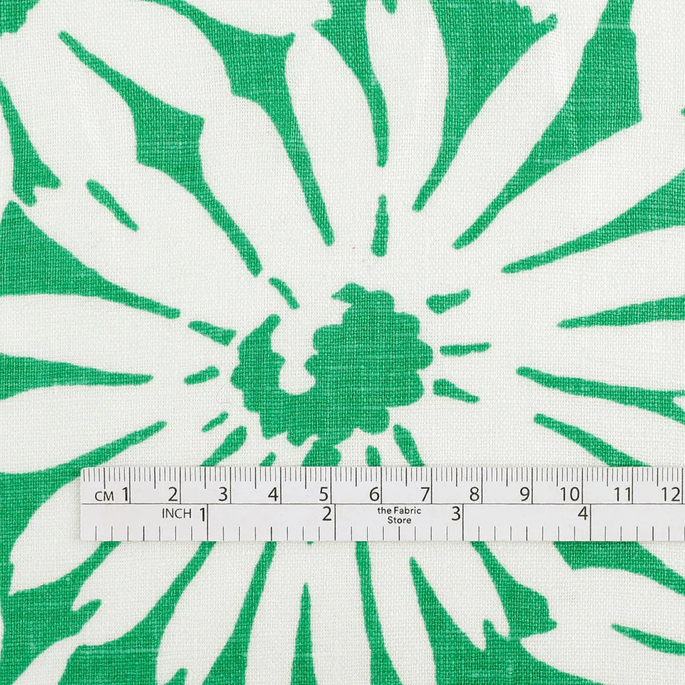 Bold Gerbera Midweight Linen - Emerald