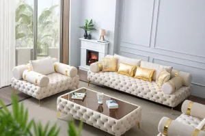 Briaton luxury Chesterfield 4pc sofa cream