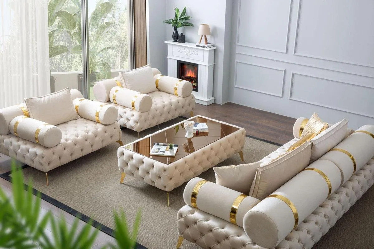 Briaton luxury Chesterfield 4pc sofa cream