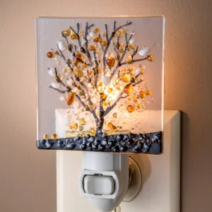 Brown Tree Fused Glass Night Light