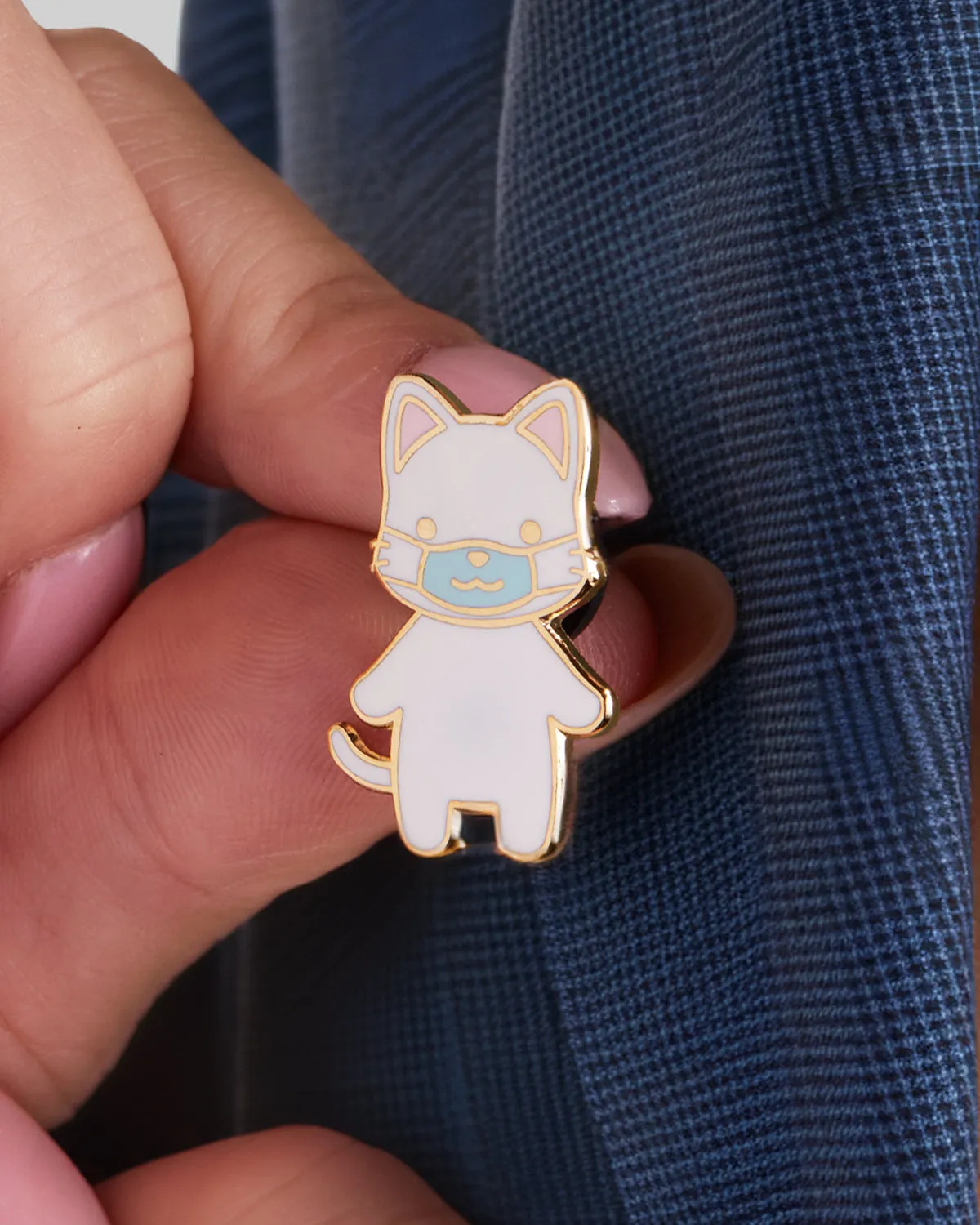 Cat w/ Mask Lapel Pin