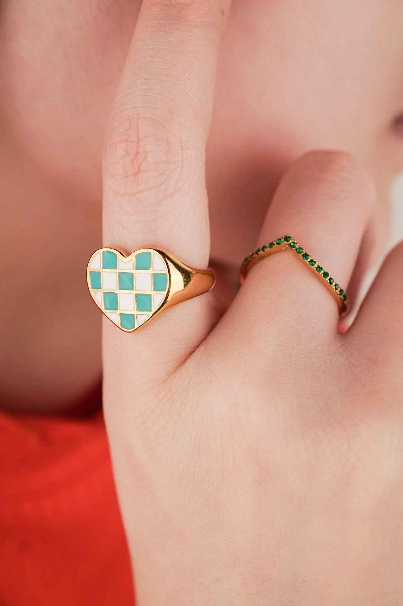 Checkered Heart Ring