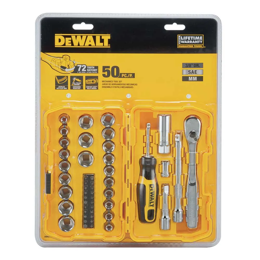 DeWALT DWMT81611T 3/8’’ Mechanics Nano Bit Tool Set, Polished Chrome (50 PC)