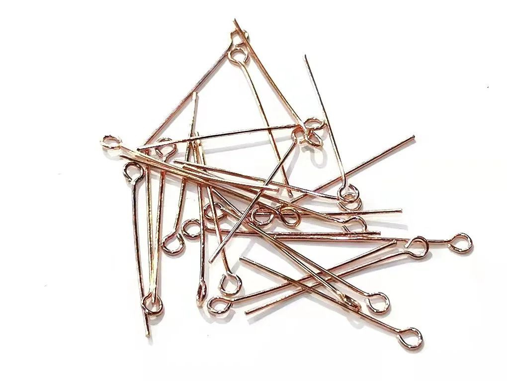 Eye Pins, 30/40mm Rose Gold color, Brass, 24 pcs | 9字針, 30/40mm, 銅, 玫瑰金色, 24個