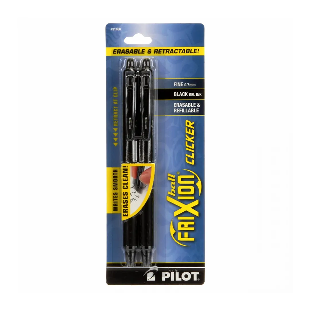 Frixion Clicker Pen Black Fine Point 0.7mm 2pk