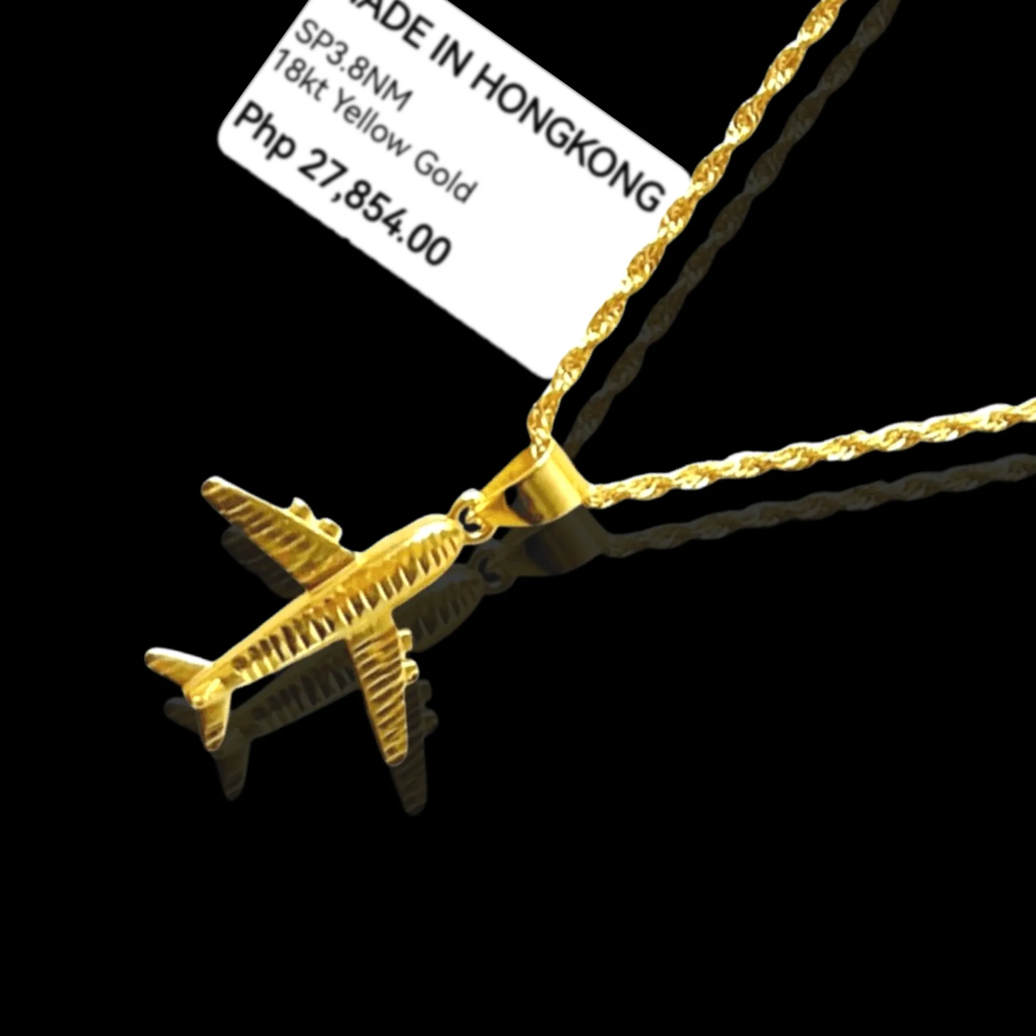 #GOLD2024 | 18K Golden Airplane Necklace Rope Chain 17.5”