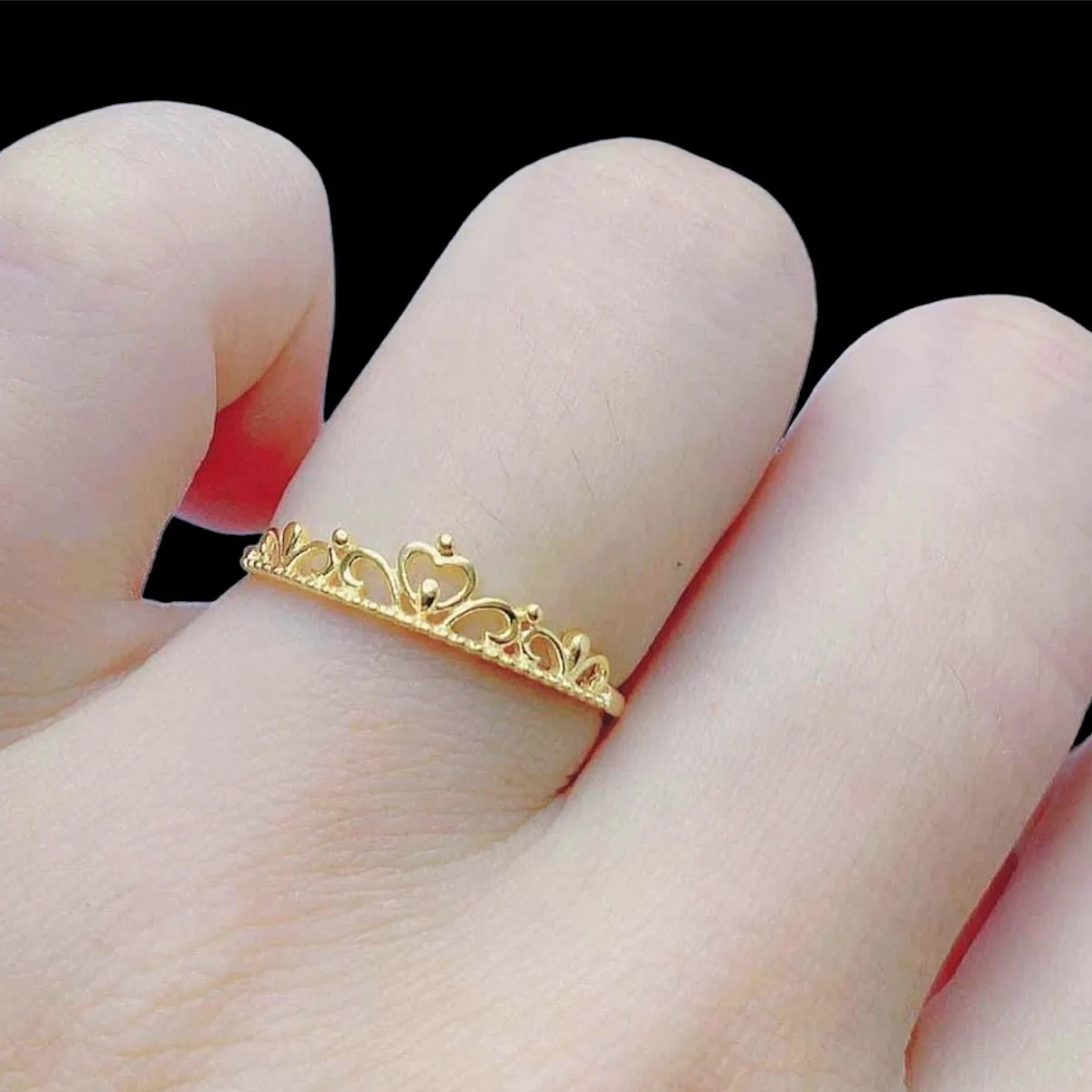 #GOLD2024 | 18K Golden Crown Heart Ladies Ring