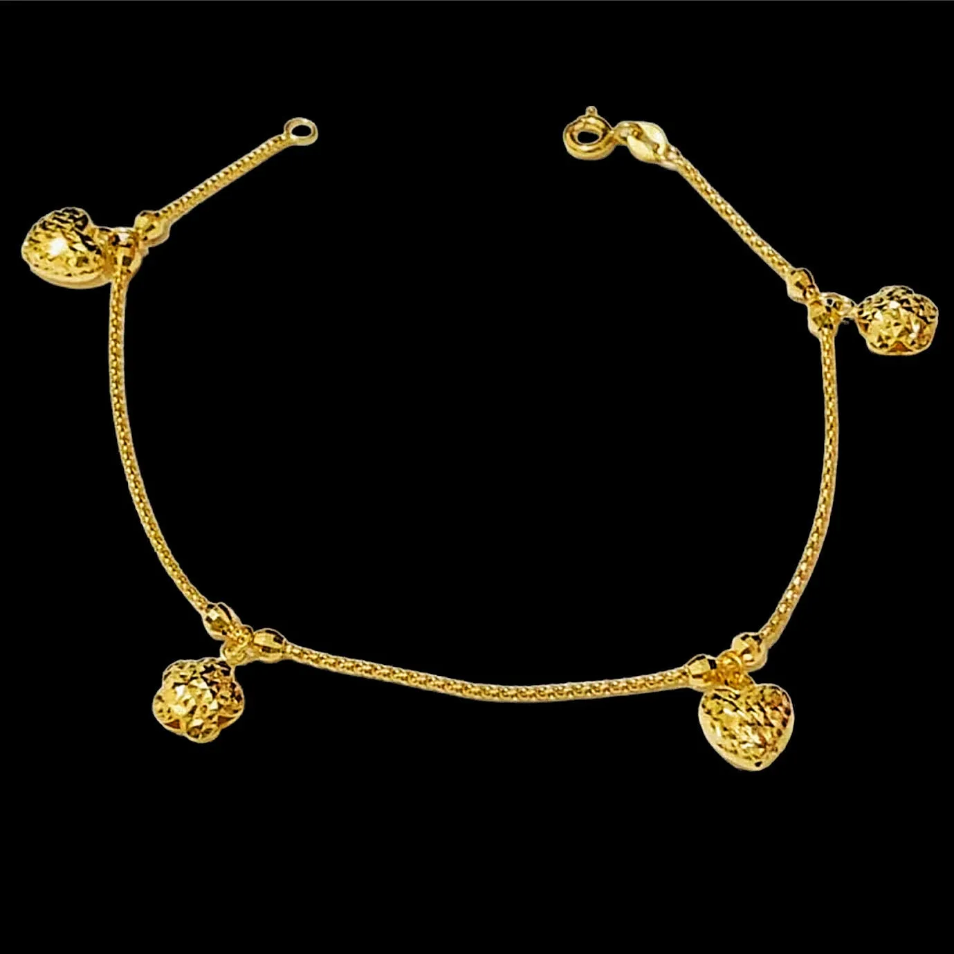 #GOLD2024 | 18K Golden Floral Heart Station Bracelet