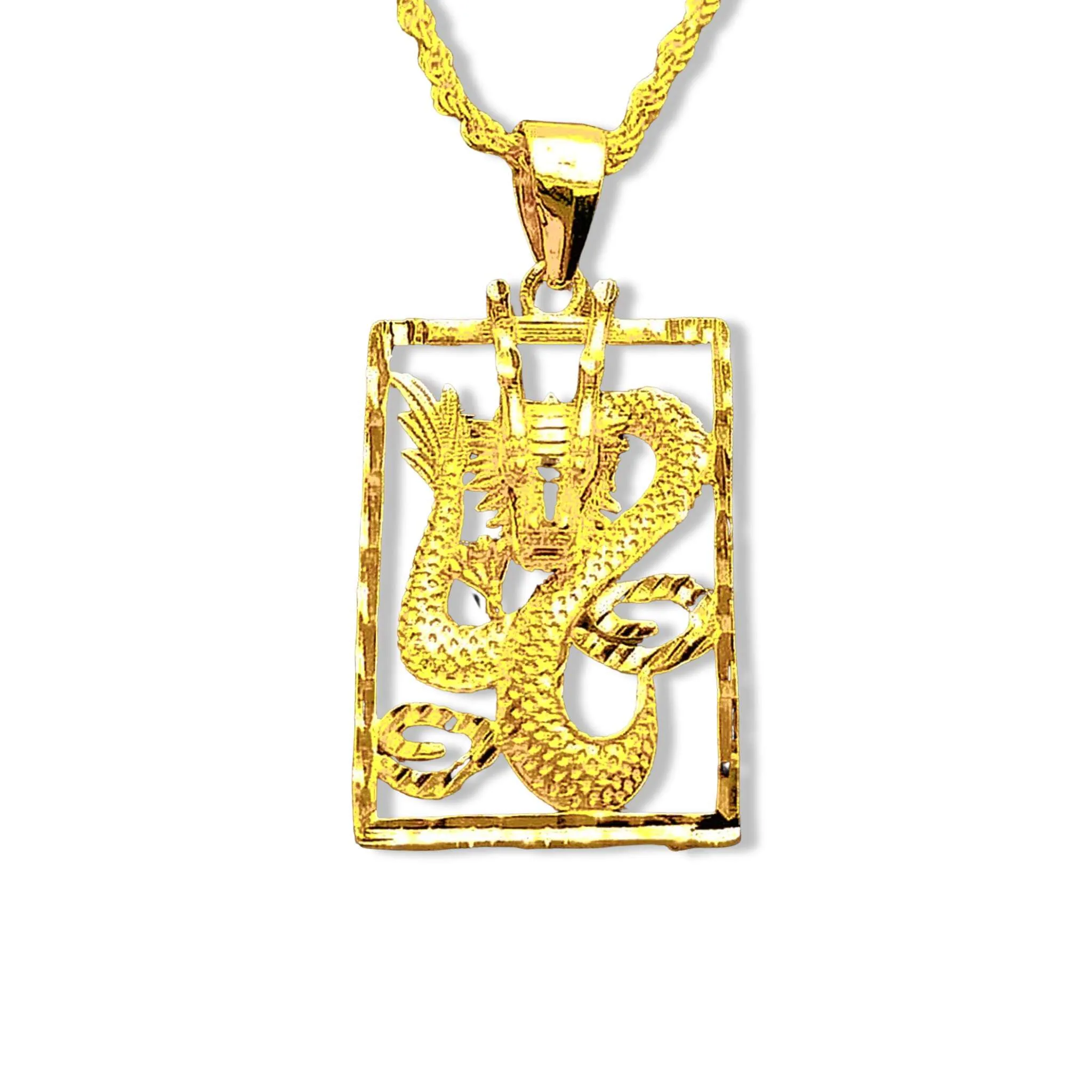 #GOLD2024 | 18K Golden Lucky Dragon Necklace Rope Chain 17.5”