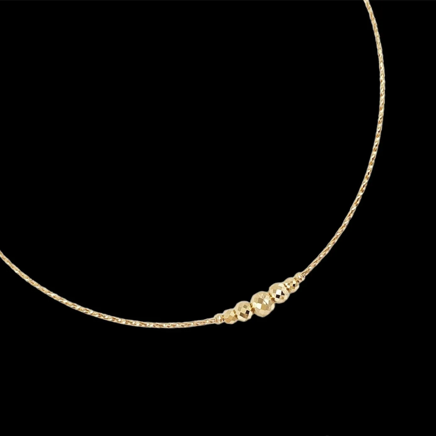 #GOLD2024 | 18K Golden Omega Beaded Necklace 16”