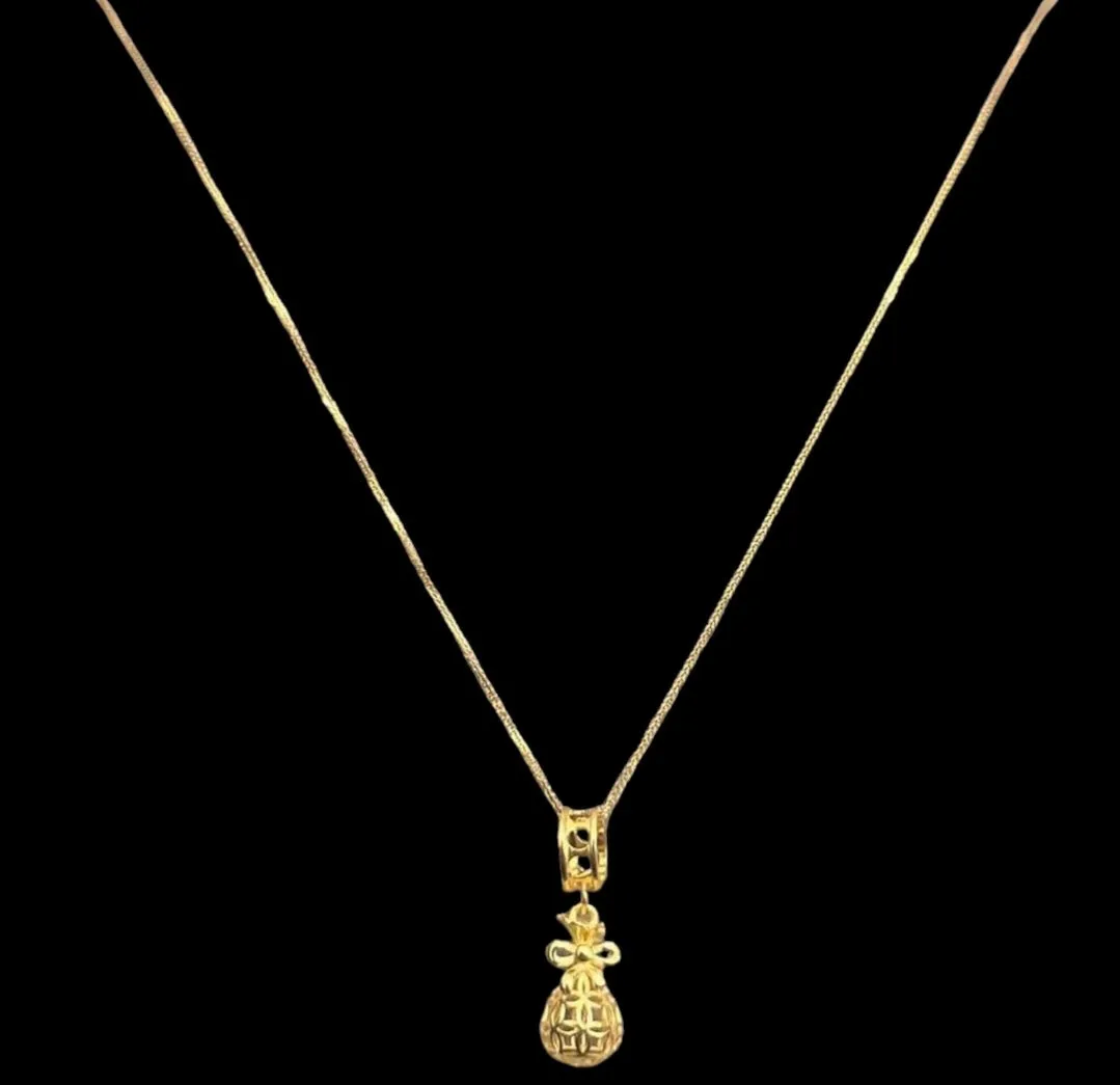 #GOLD2024 | 18K Golden Ribbon Necklace Foxtail Chain 18”