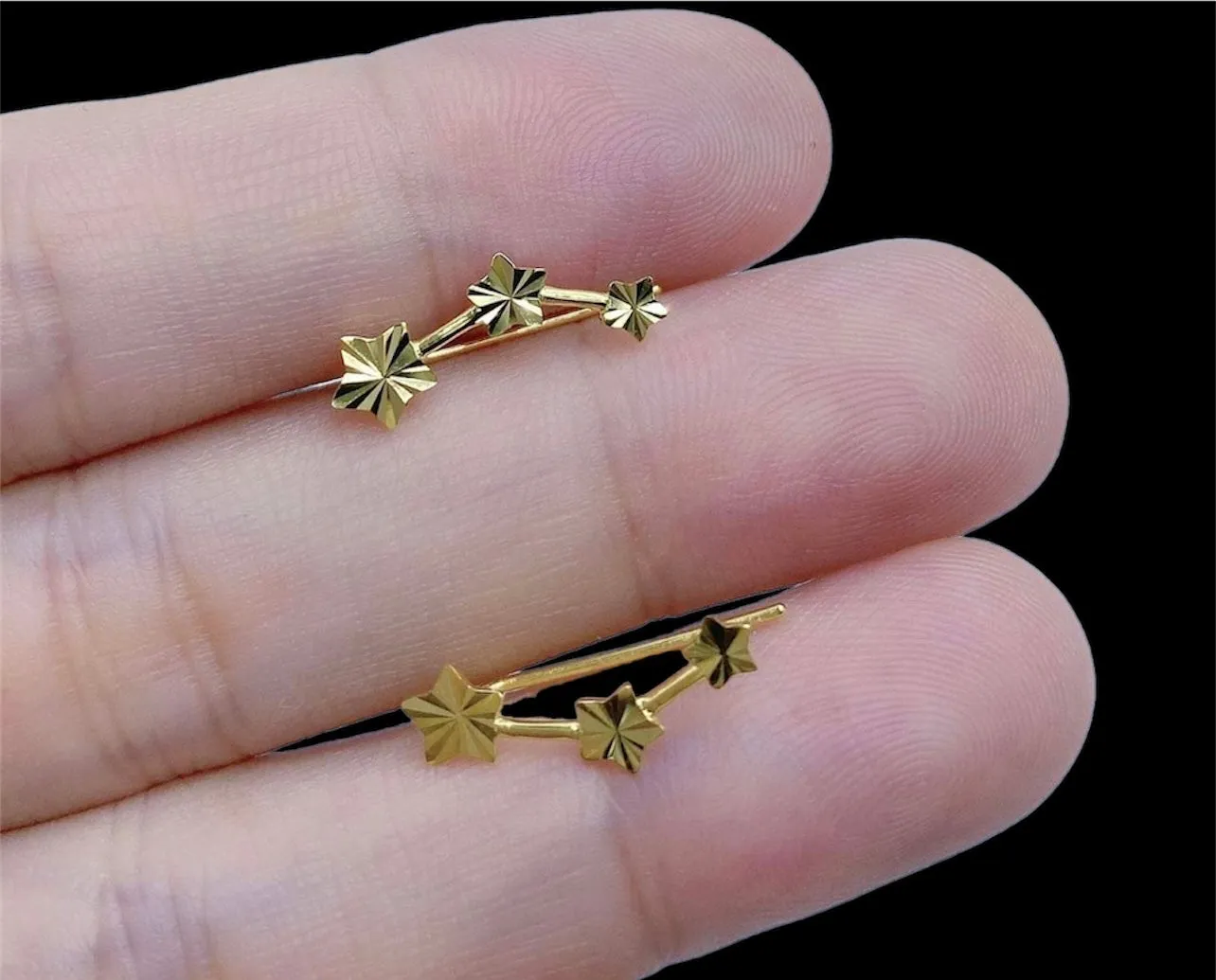 #GOLD2024 | 18K Golden Triple Star Lightweight Earrings