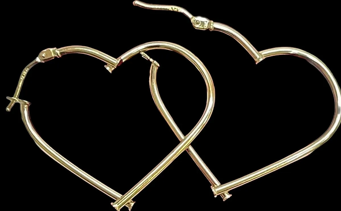 #GOLD2024 | 18K Large Golden Heart Hoop Earrings